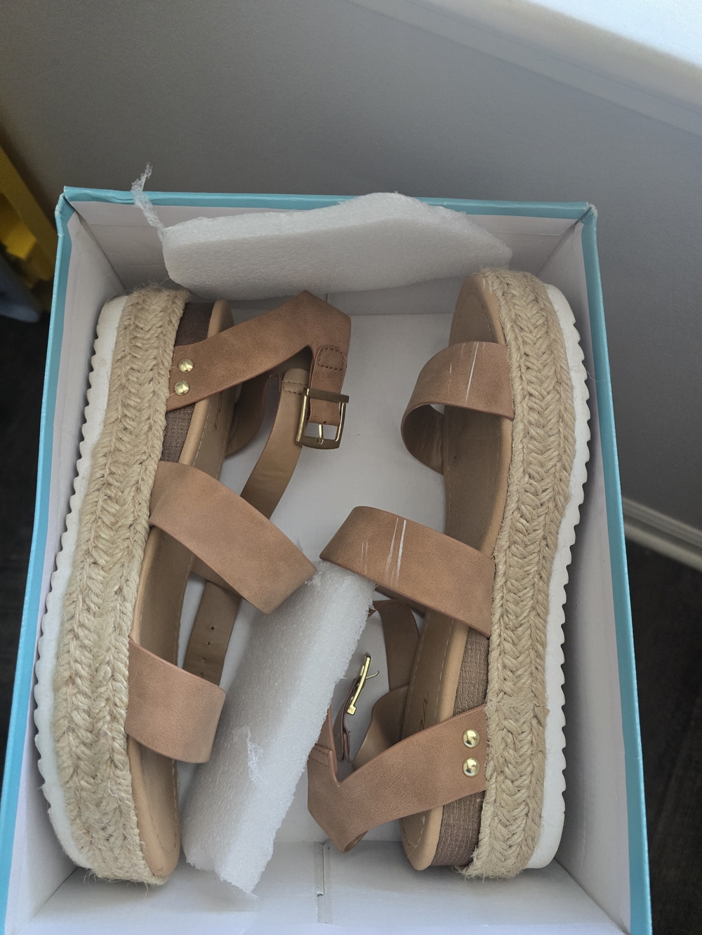 Soda Beige Tan Espadrille Platform Sandals